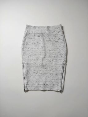 Wilfred Heathered Light Gray Pencil Skirt with Side Zippers